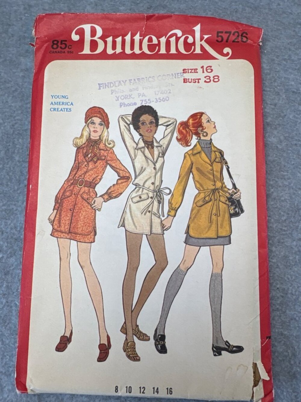 Butterick 5726 Misses Shirt Skirt Sewing Pattern Size 16 Uncut